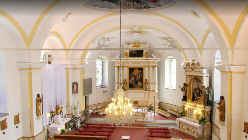 Interiér kostola svätého Gála v Nižnej - pohľad z chóra